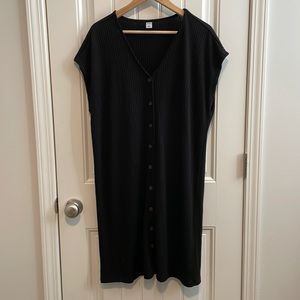 Black ribbed button front dress - size XL